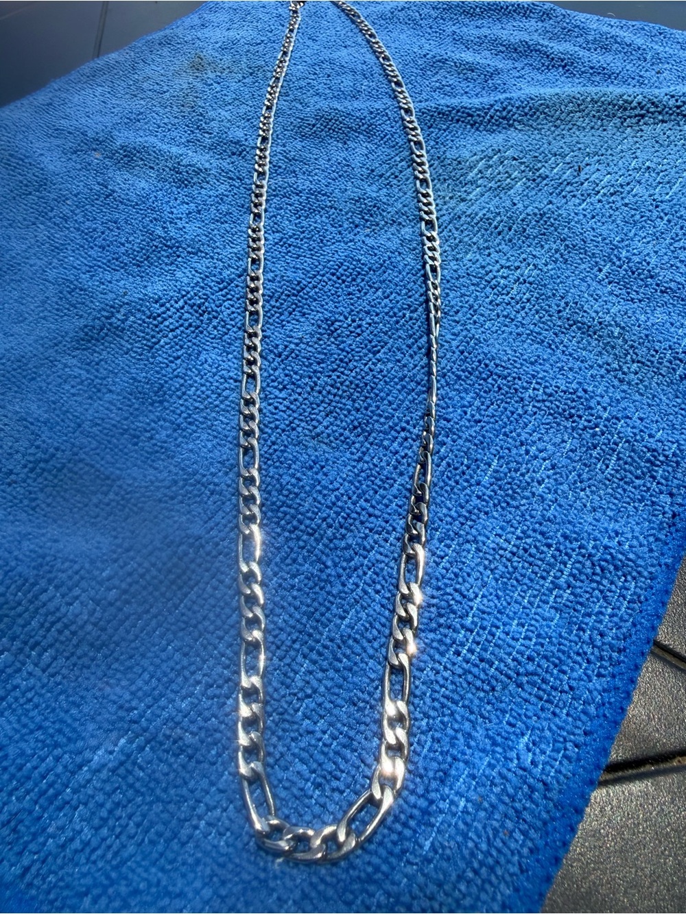 Men's Silver Figaro Chain Necklace - Sleek Link Design